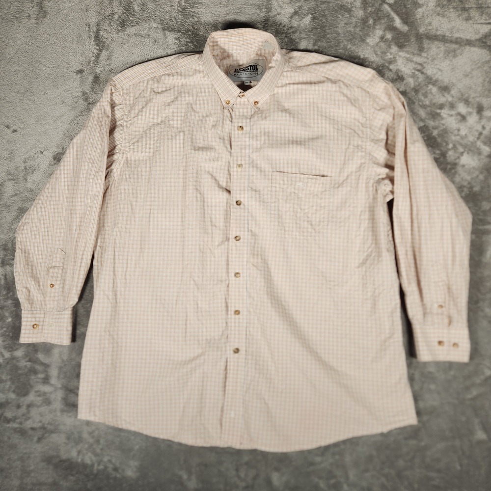 Resistol Ranch Button Down Shirt Mens XXL Tan Excellent Plaid Western Cotton